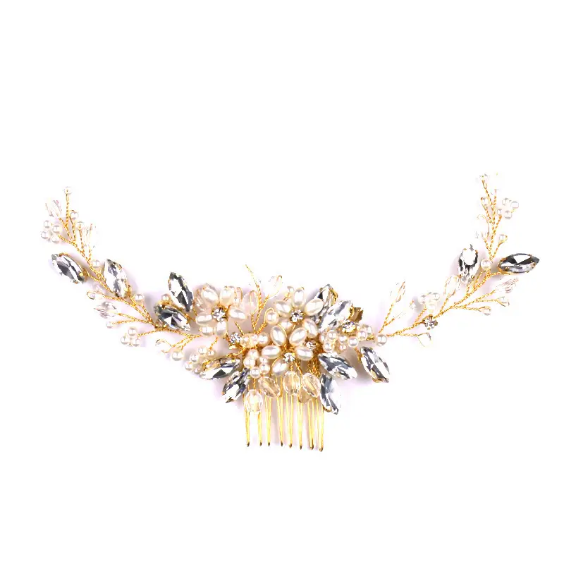 Pearl Leaf Hair Comb for Wedding Dress Styling - Image 10