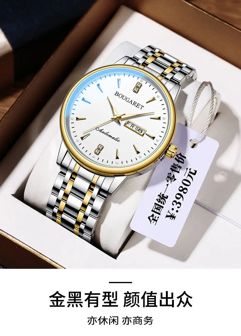 Men's Waterproof Luminous Calendar Watch with Stainless Steel Band — feature 1