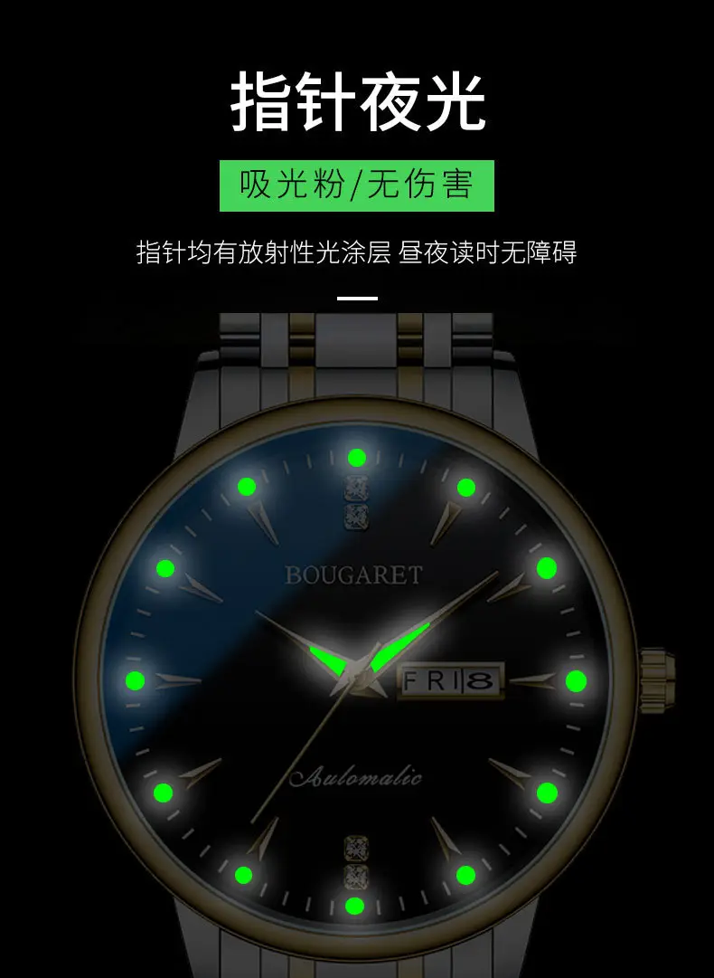 Men's Waterproof Luminous Calendar Watch with Stainless Steel Band — feature 7