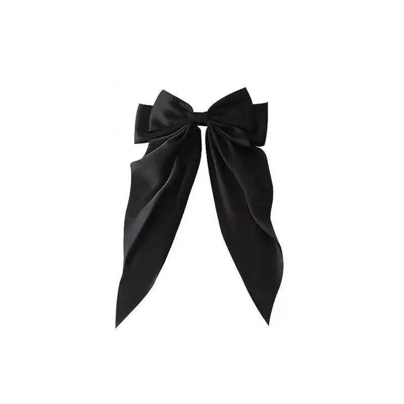 Black Large Retro Ribbon Hairpin with Spring Clip - Image 15