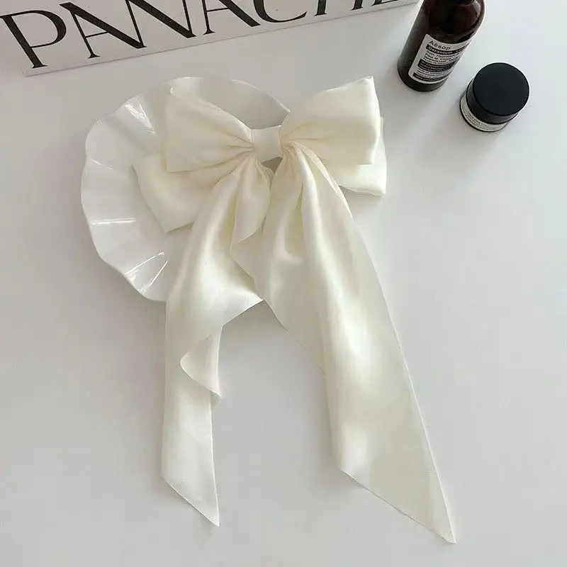 Black Large Retro Ribbon Hairpin with Spring Clip — feature 3