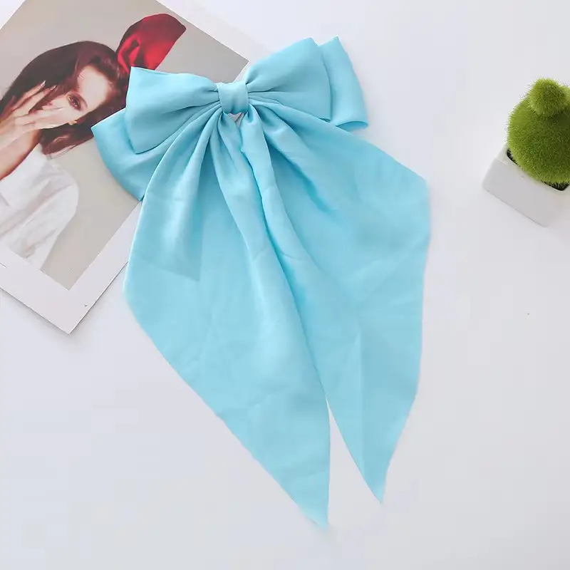 Black Large Retro Ribbon Hairpin with Spring Clip - Image 6