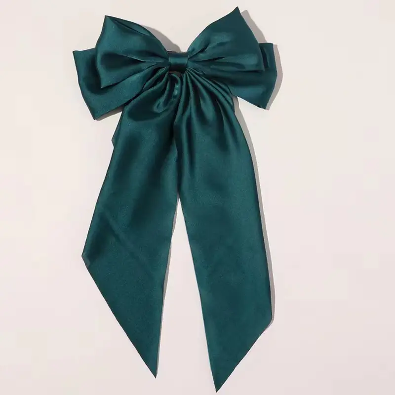 Black Large Retro Ribbon Hairpin with Spring Clip - Image 7