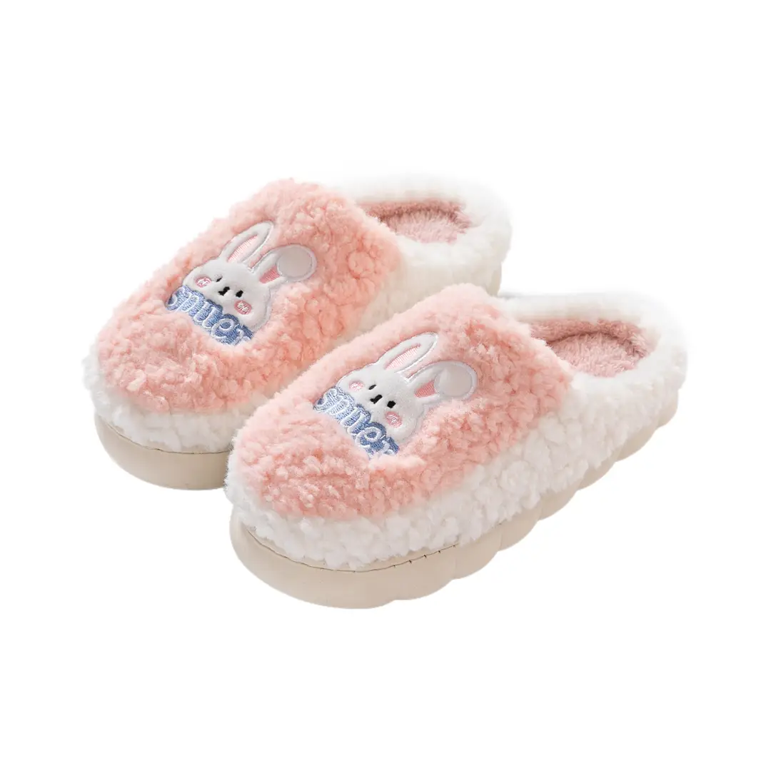 Slip-on cartoon cotton slippers women's autumn and winter indoor home woolen slippers warm lightweight home couple confinement shoes - Image 7