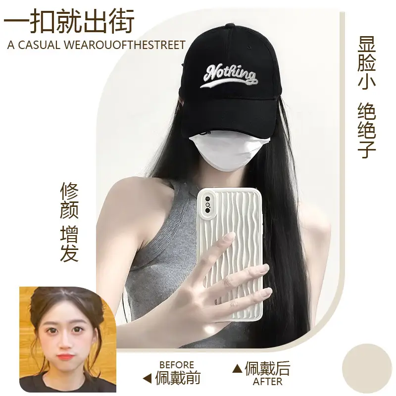 Black Full Head Wig with Duckbill Cap for Women - Image 6