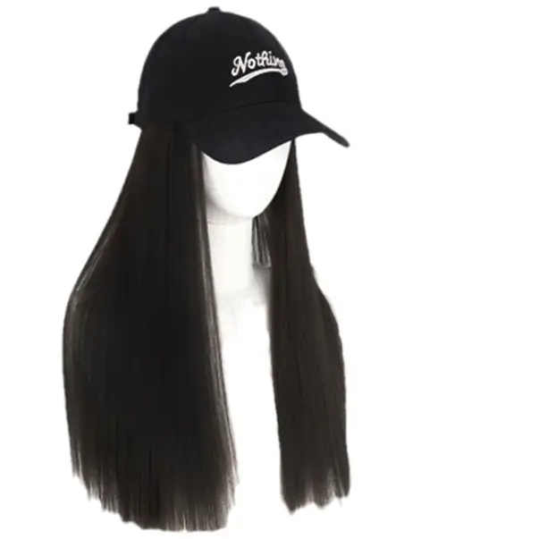 Black Full Head Wig with Duckbill Cap for Women - Image 8
