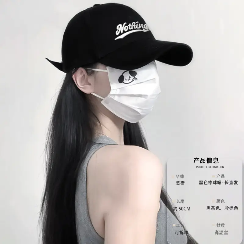 Black Full Head Wig with Duckbill Cap for Women — feature 5