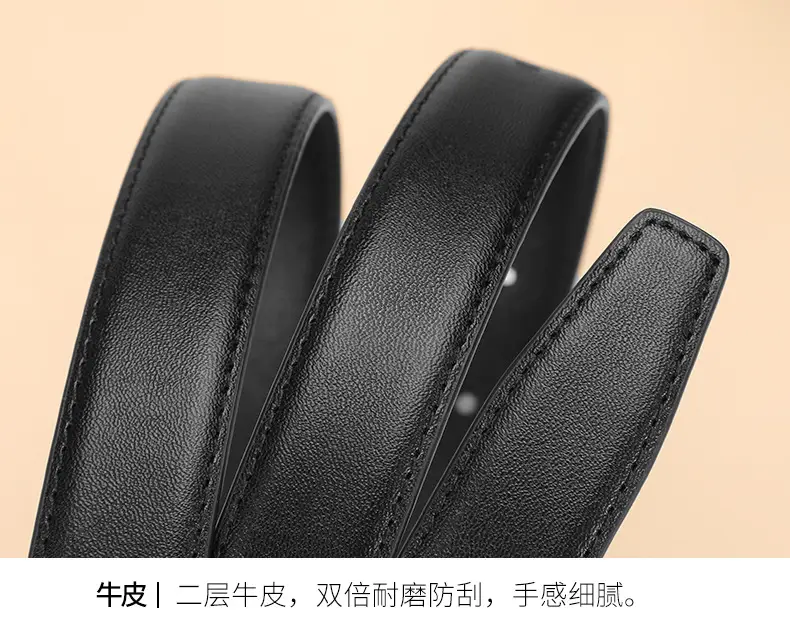 Women's Brown Leather Belt with Gold Buckle — feature 14