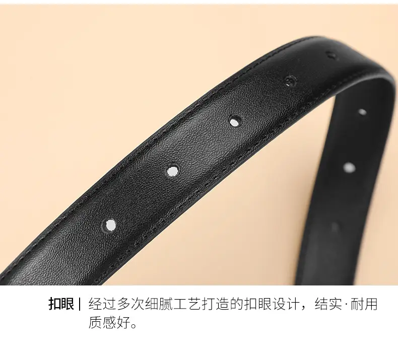 Women's Brown Leather Belt with Gold Buckle — feature 16