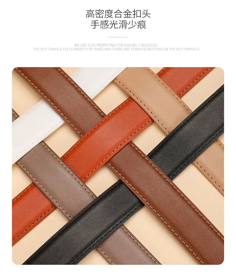 Women's Brown Leather Belt with Gold Buckle — feature 7