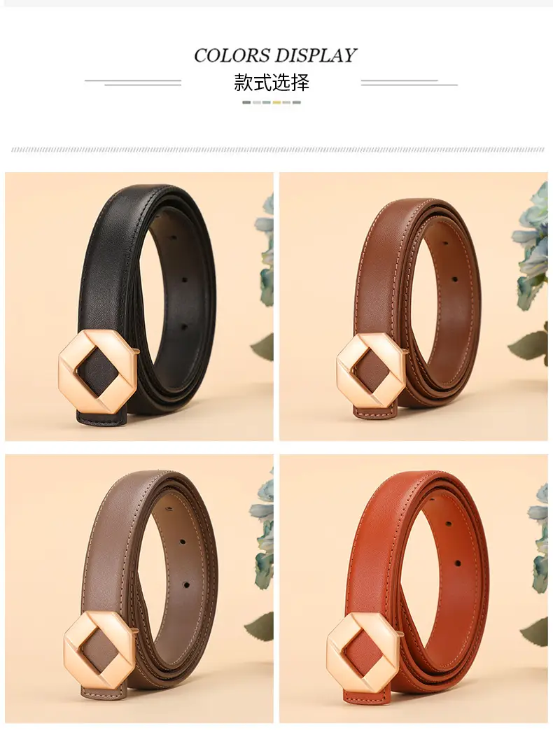 Women's Leather Belt Matte Alloy Business Decorative Belt — feature 9