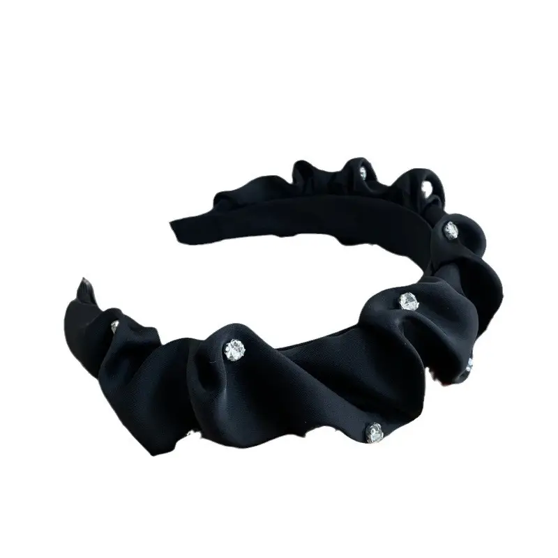 Black Pleated Skull Top Hairband for Women - Image 38