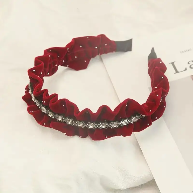 Black Pleated Skull Top Hairband for Women - Image 26