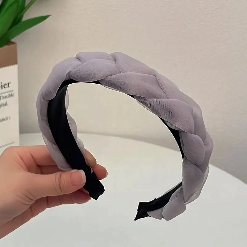 Black Pleated Skull Top Hairband for Women - Image 33
