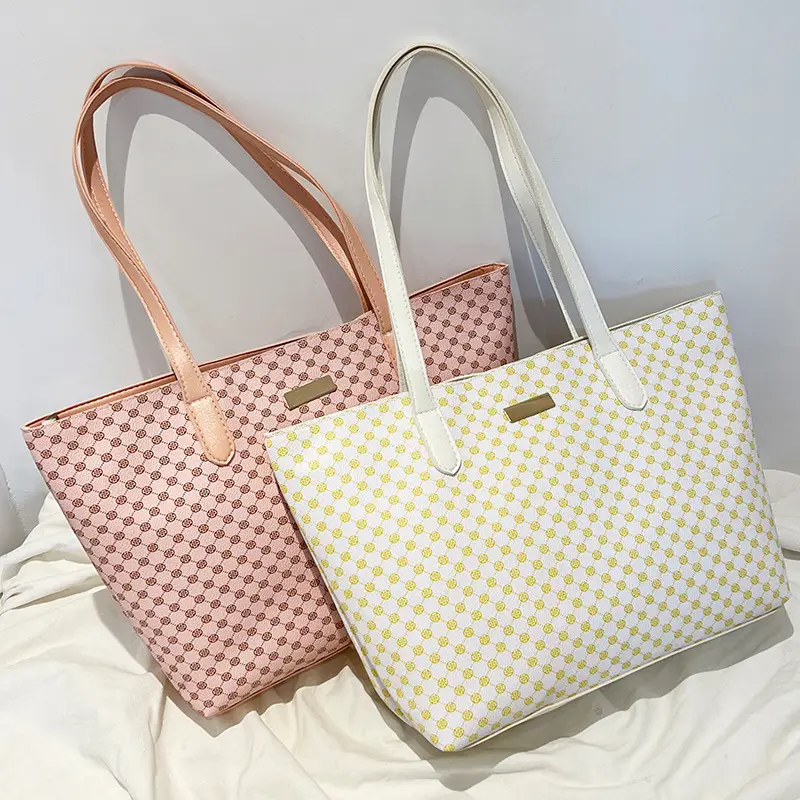 Pink Printed Women's Tote Bag with Leather Handles - Image 7