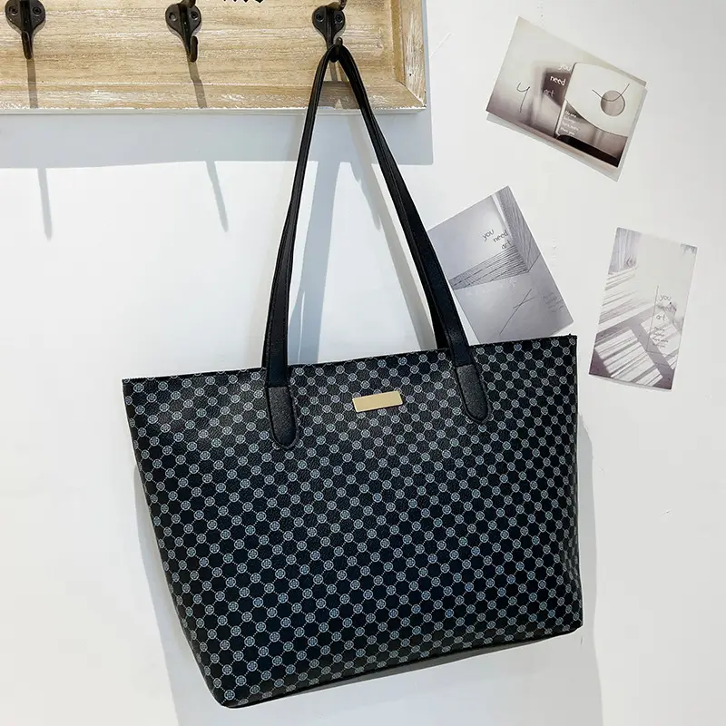 Pink Printed Women's Tote Bag with Leather Handles - Image 2