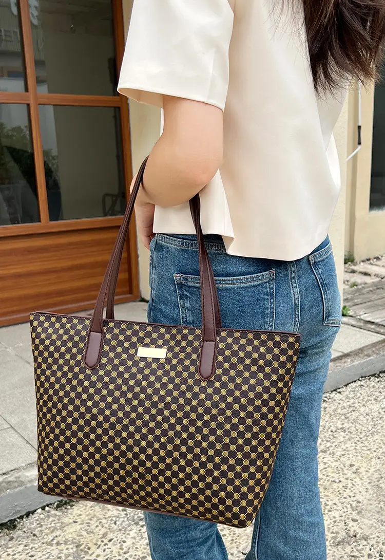 Pink Printed Women's Tote Bag with Leather Handles — feature 11