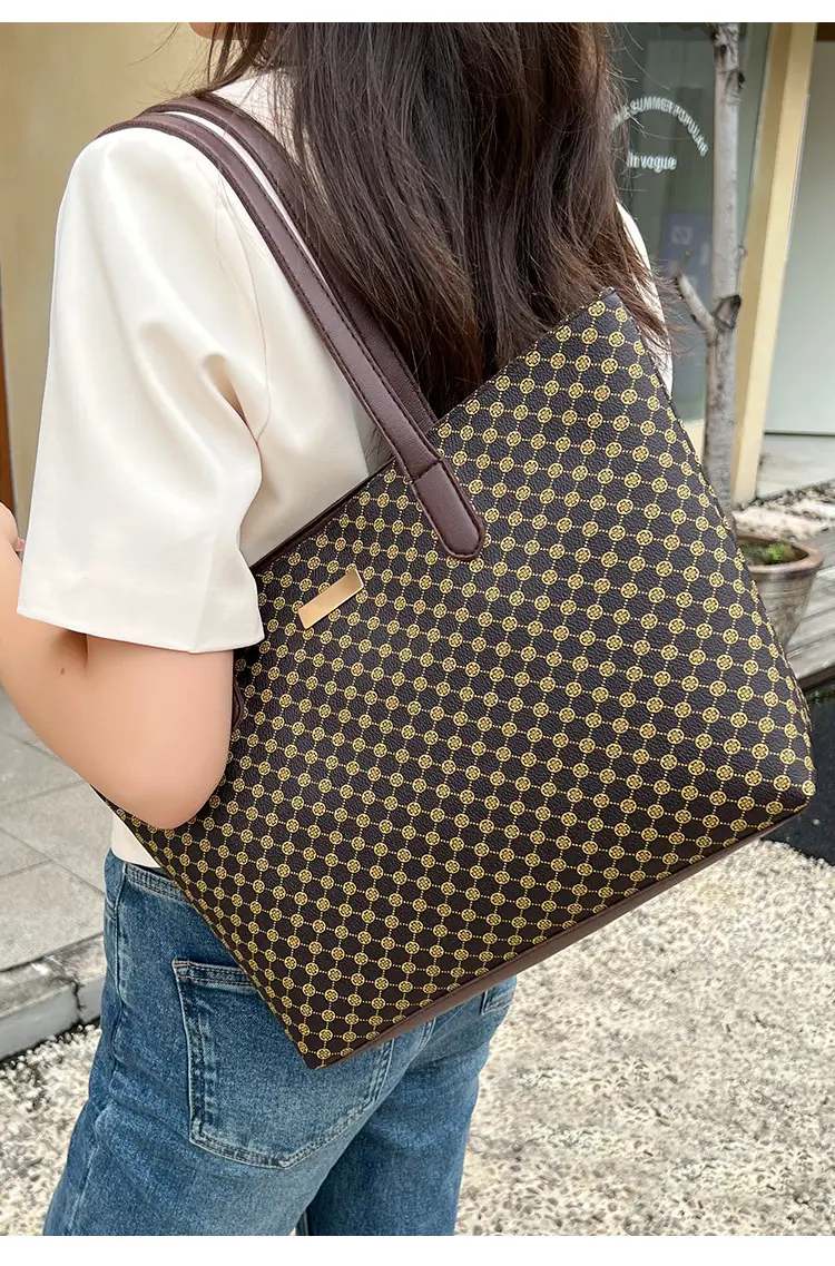 Pink Printed Women's Tote Bag with Leather Handles — feature 12