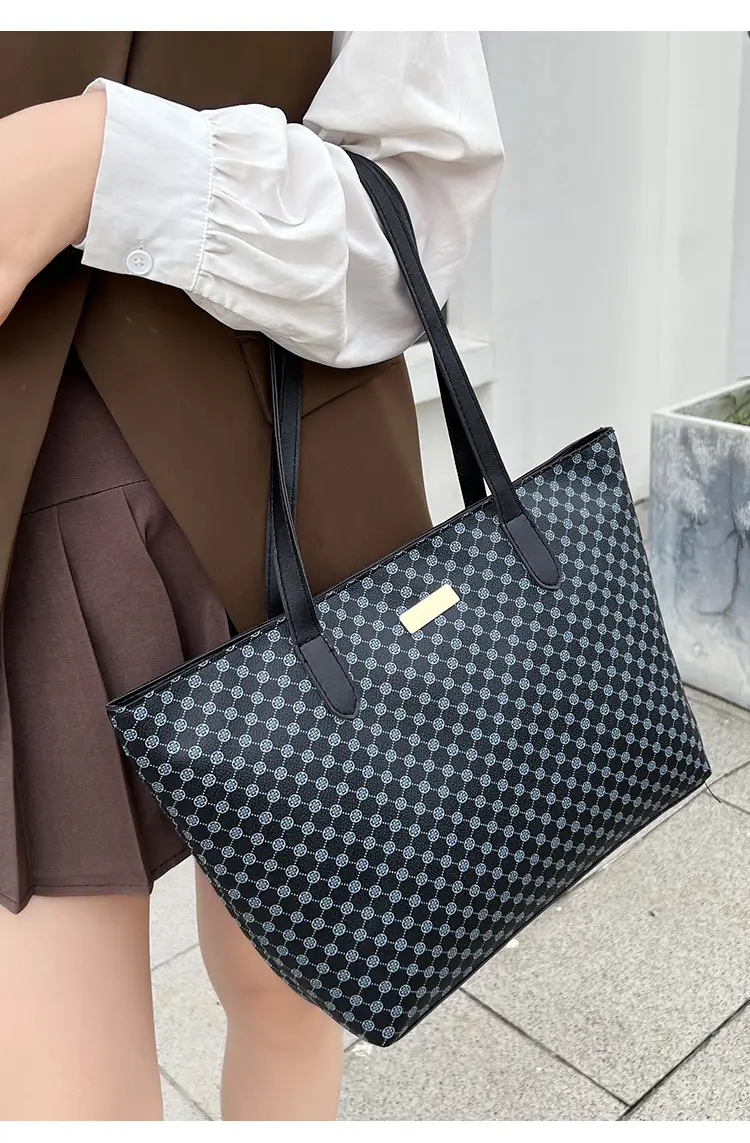 Pink Printed Women's Tote Bag with Leather Handles — feature 17