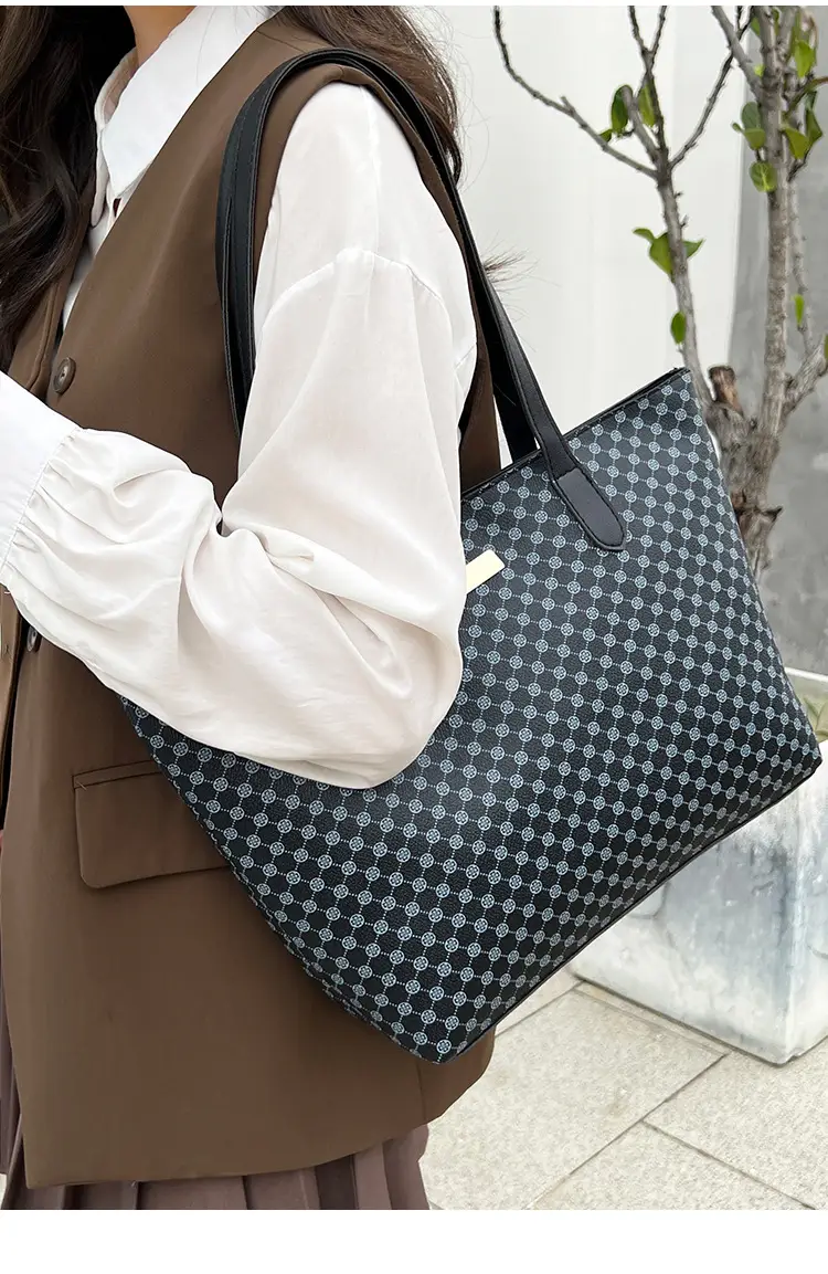 Pink Printed Women's Tote Bag with Leather Handles — feature 18