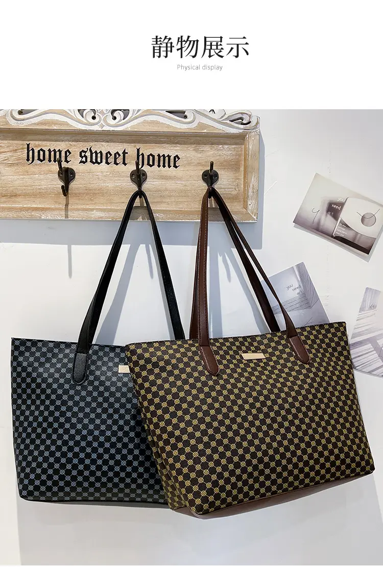 Pink Printed Women's Tote Bag with Leather Handles — feature 19