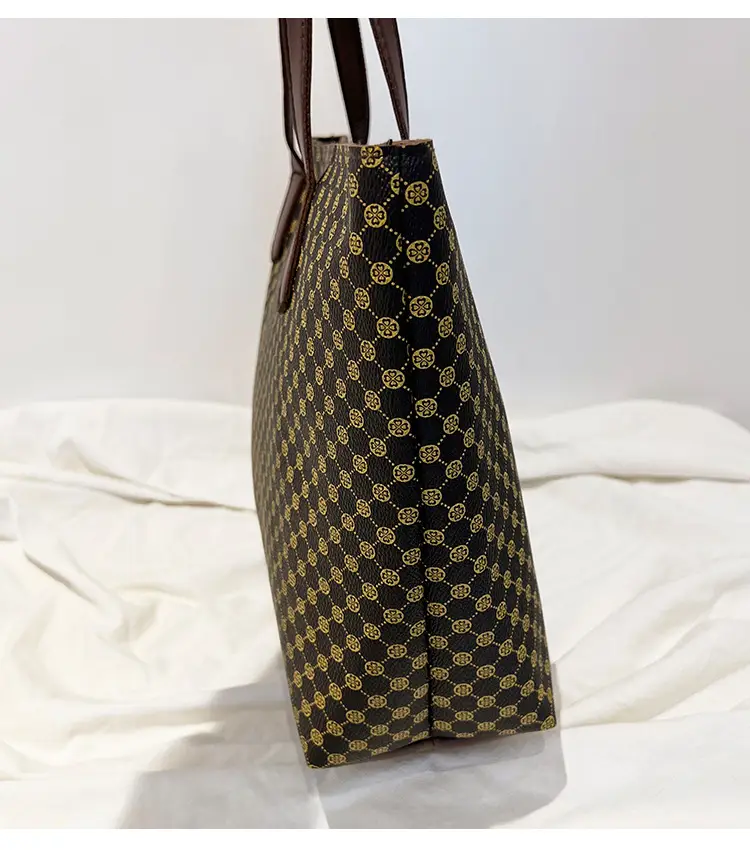 Pink Printed Women's Tote Bag with Leather Handles — feature 20