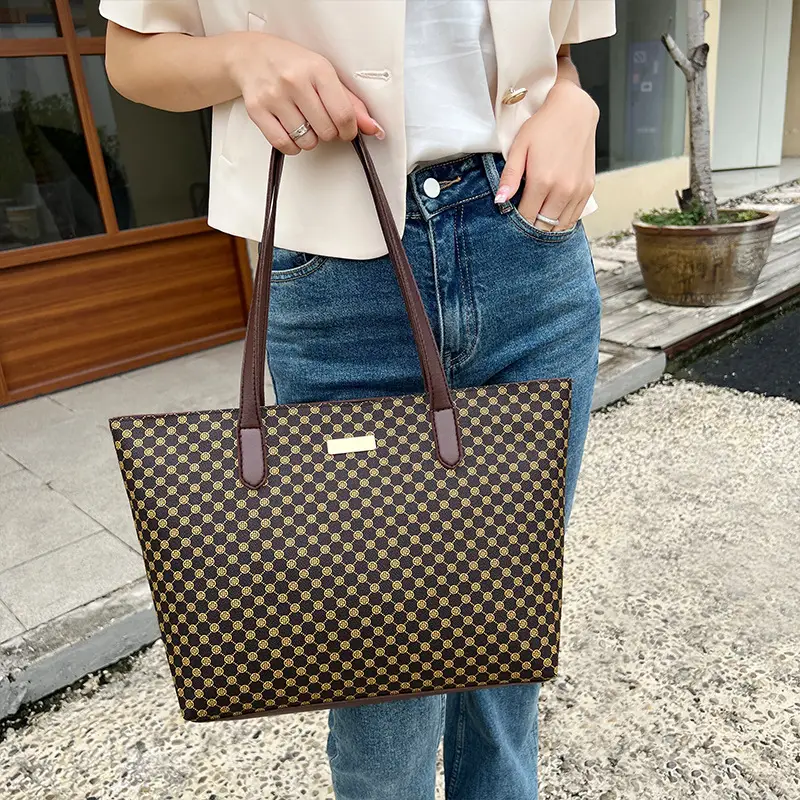 Pink Printed Women's Tote Bag with Leather Handles — feature 24