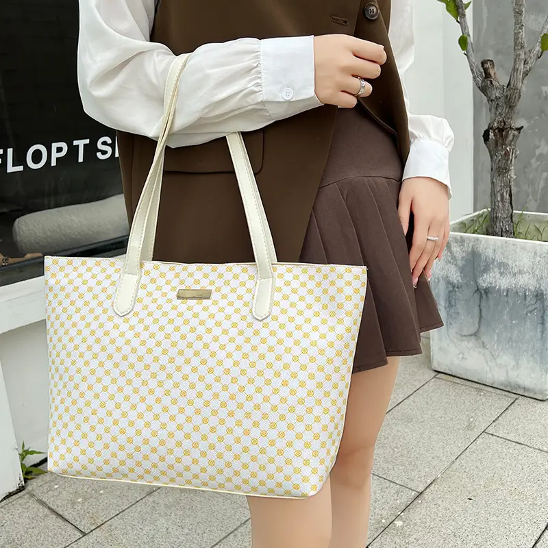 Pink Printed Women's Tote Bag with Leather Handles — feature 28