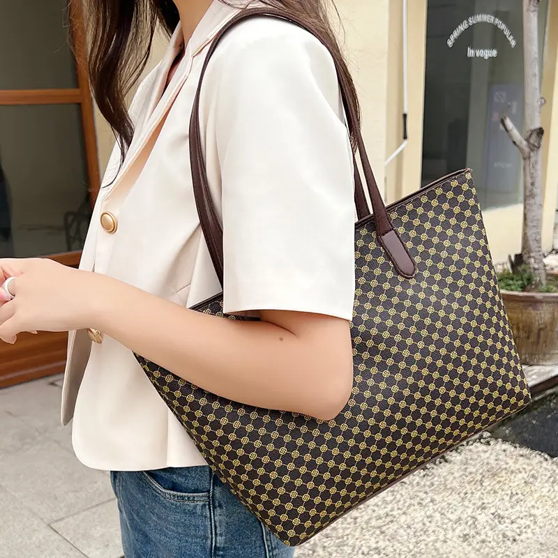 Pink Printed Women's Tote Bag with Leather Handles — feature 31