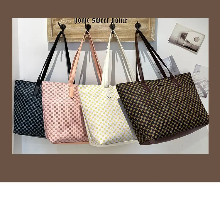 Pink Printed Women's Tote Bag with Leather Handles — feature 4