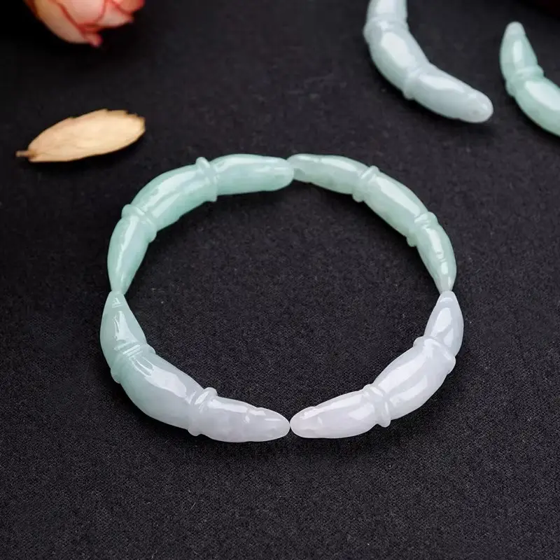 Natural Jade Curved Bracelet Hand Row High Design - Image 4