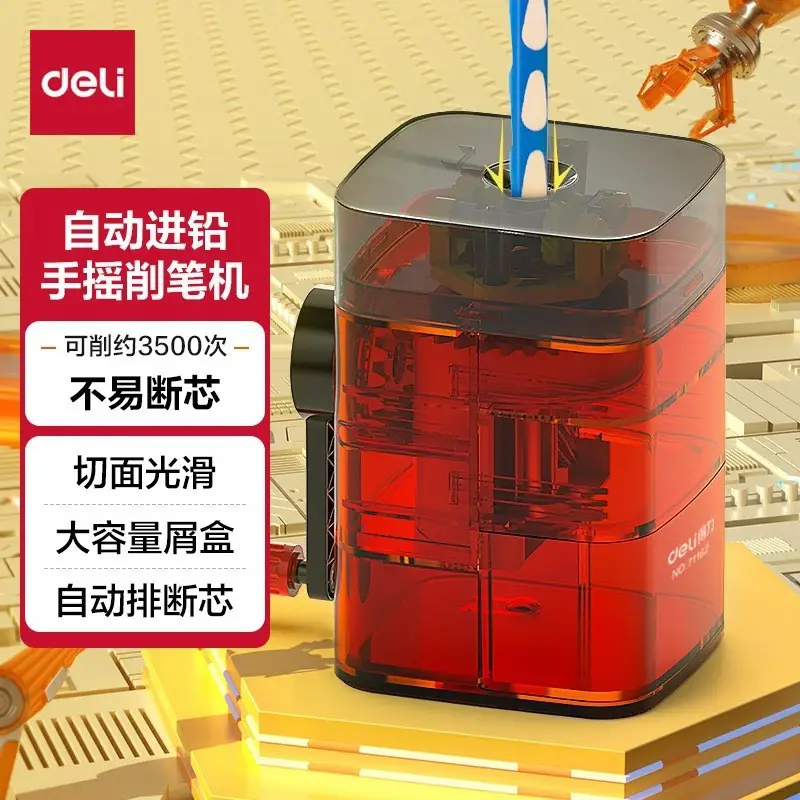 Efficient Pencil Sharpener with Automatic Lead Feed, Adjustable Thickness, and Non-Breaking Lead Design for Children and Students, Manual Pencil Sharpener