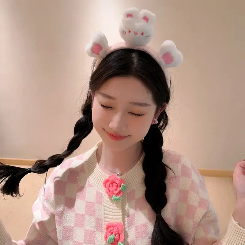 Cute Rabbit Face Wash Headband for Girls - Image 20