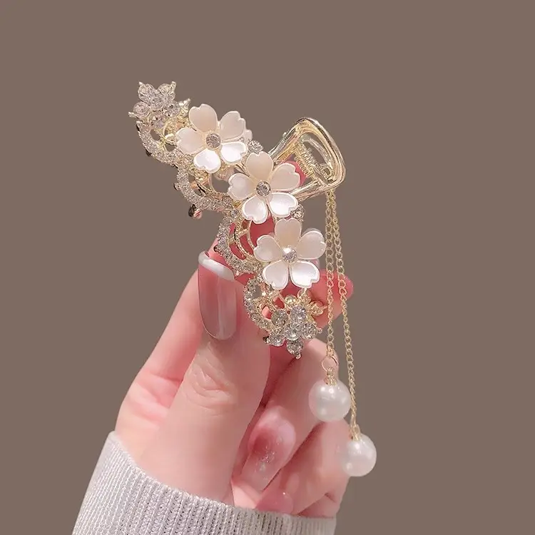 Jasmine Hairpin with Pearl Drop & Shark Clip - Image 3