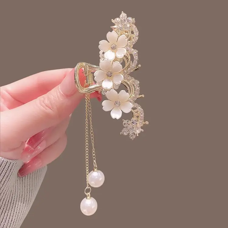 Jasmine Hairpin with Pearl Drop & Shark Clip - Image 5