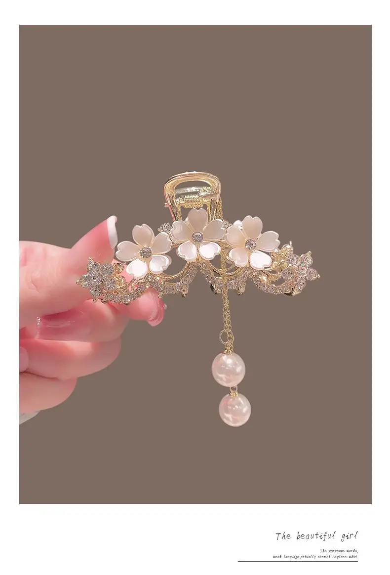 Jasmine Hairpin with Pearl Drop & Shark Clip — feature 1