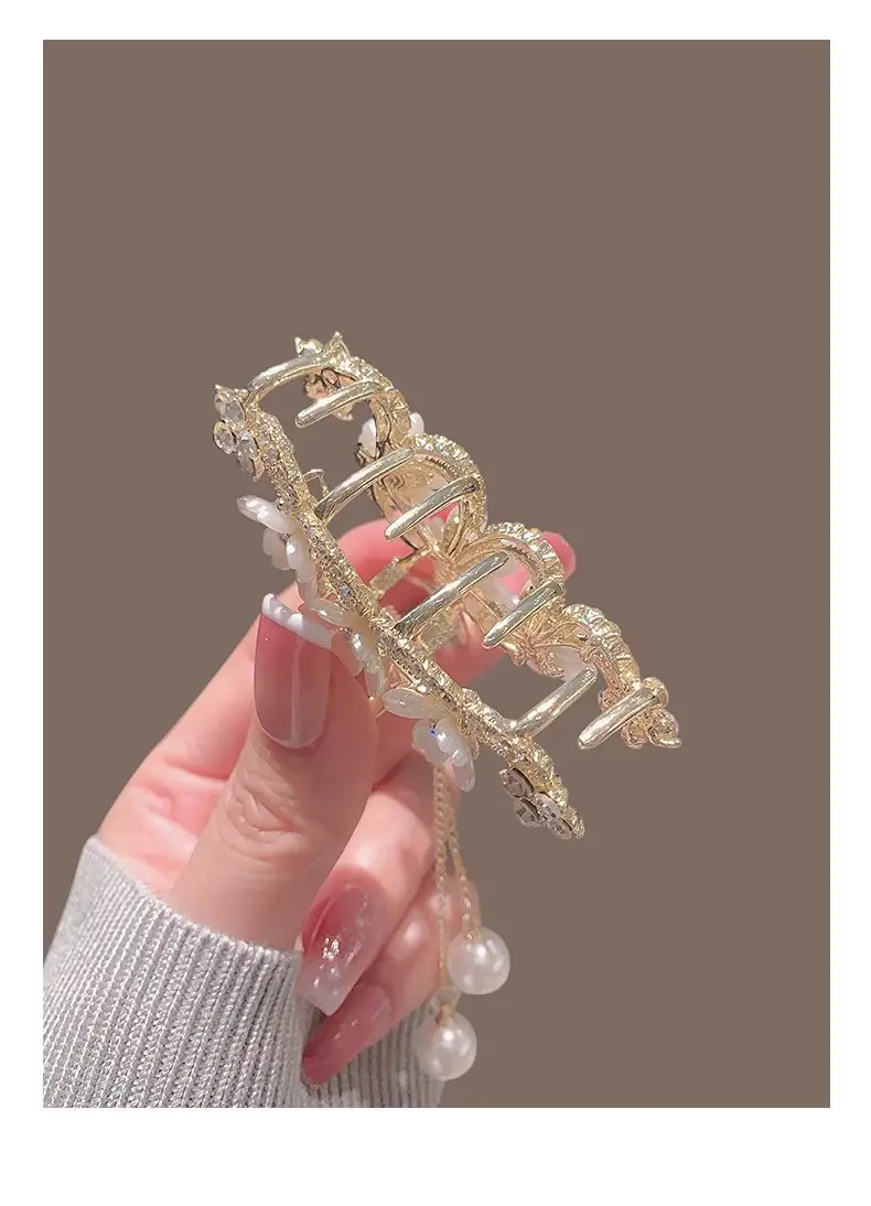 Jasmine Hairpin with Pearl Drop & Shark Clip — feature 5
