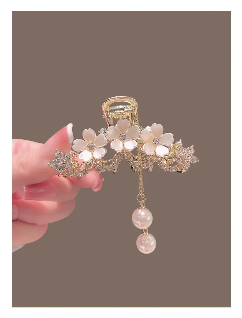 Jasmine Hairpin with Pearl Drop & Shark Clip — feature 6