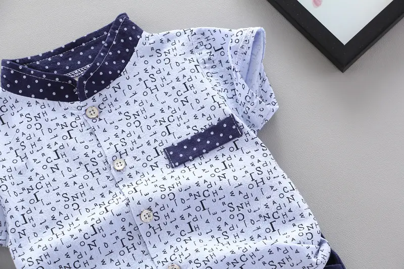Girls Printed Letter Shirt Short Sleeve Summer Suit — feature 6