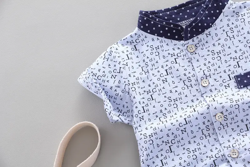 Girls Printed Letter Shirt Short Sleeve Summer Suit — feature 7