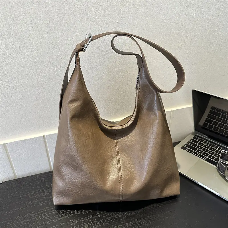 Korean Style One Shoulder Bag for Women Brown Tote