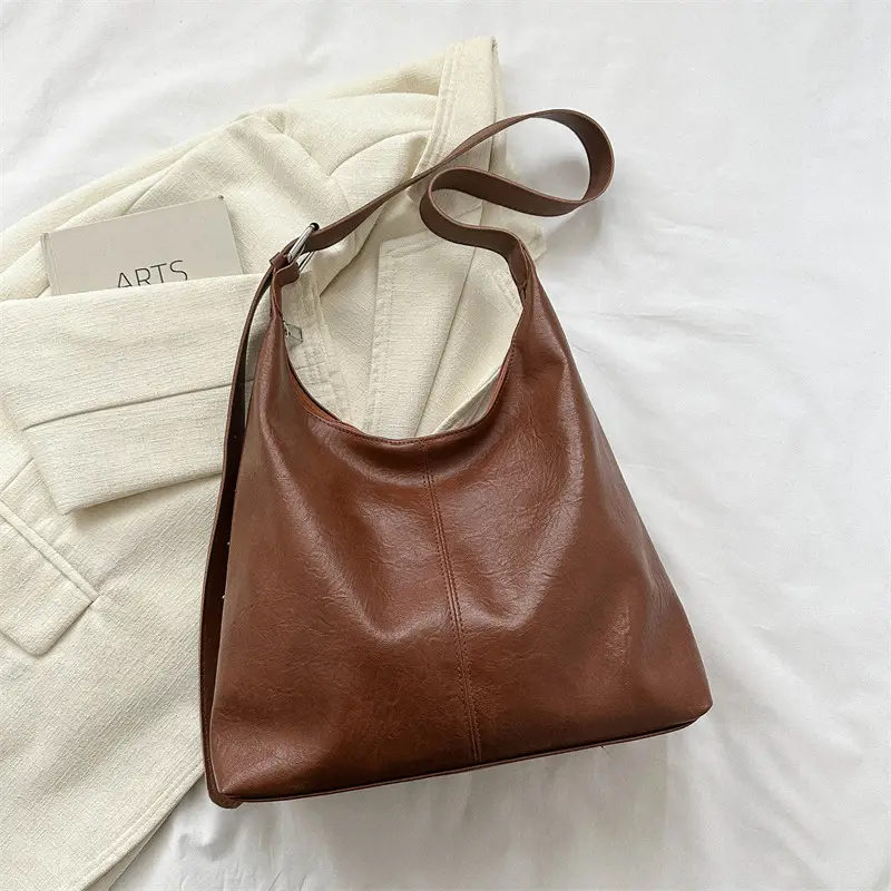 Korean Style One Shoulder Bag for Women Brown Tote