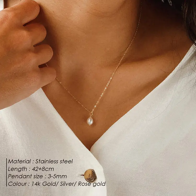 Korean Flow Pearl Necklace & Earrings Set Gold — feature 15