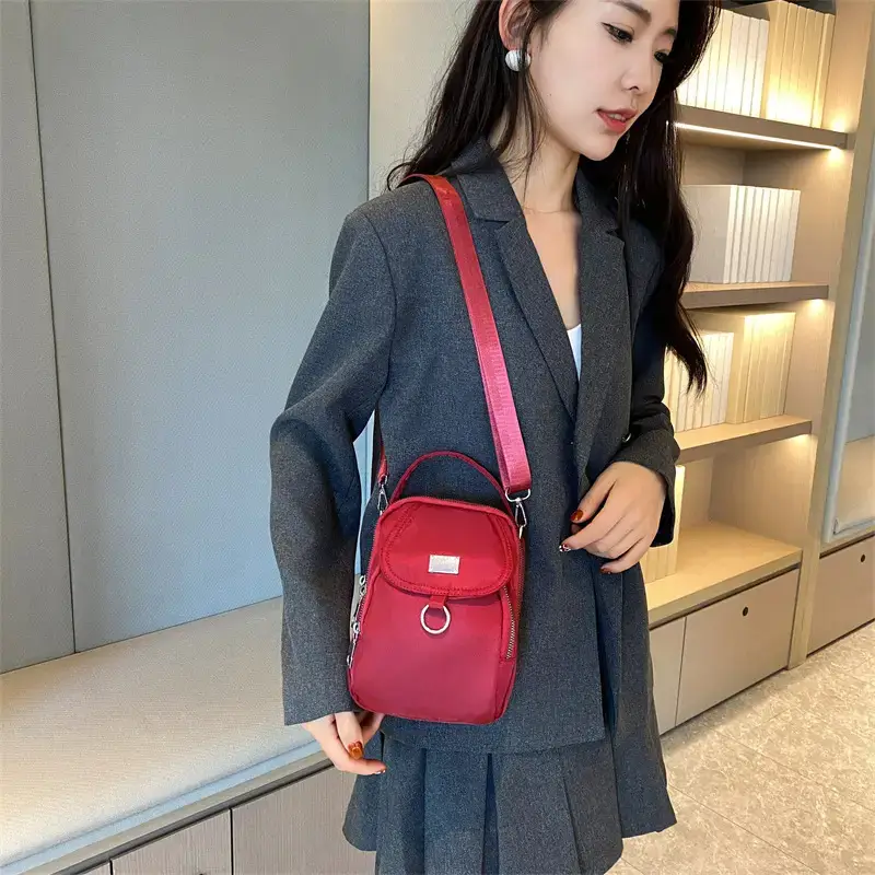 Red Oxford Cloth Mini Phone Bag for Women - Image 13