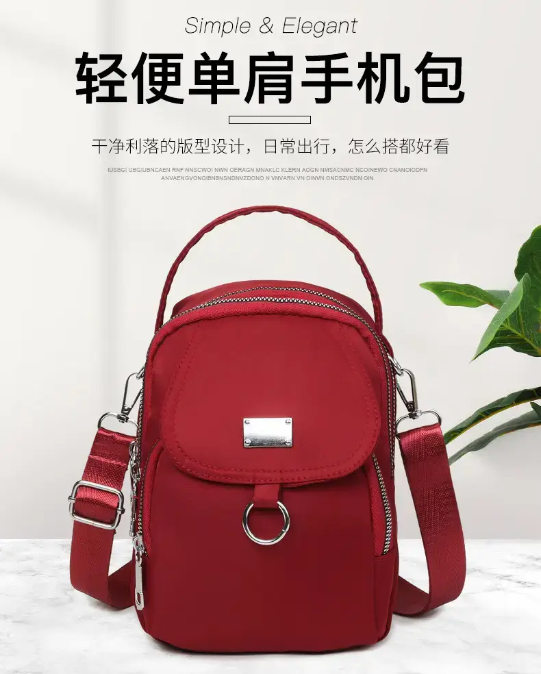 Red Oxford Cloth Mini Phone Bag for Women — feature 1