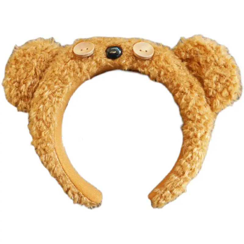 Plush Bear Headband Yellow Women's Washable - Image 2