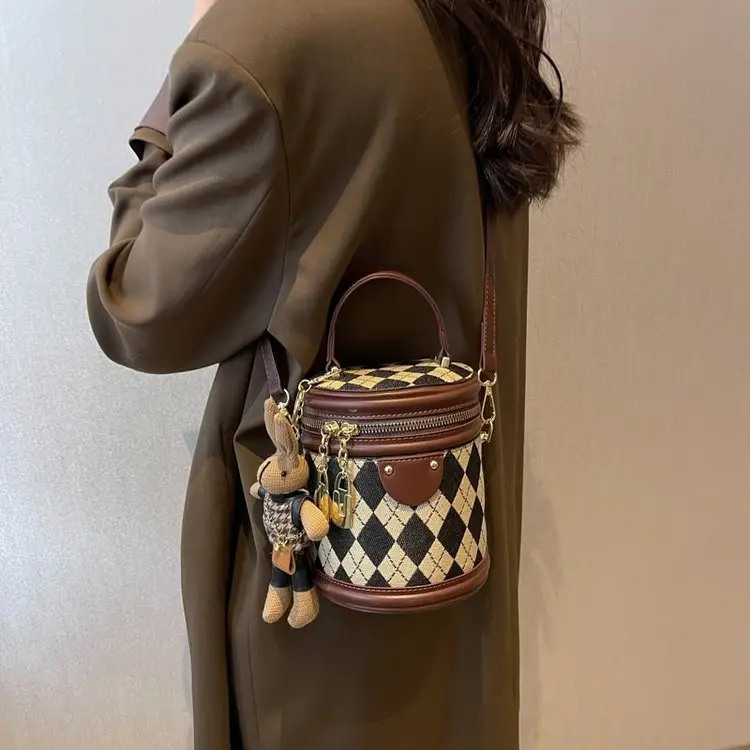 Retro Rhombus Bag for Girls Shoulder Crossbody - Image 5