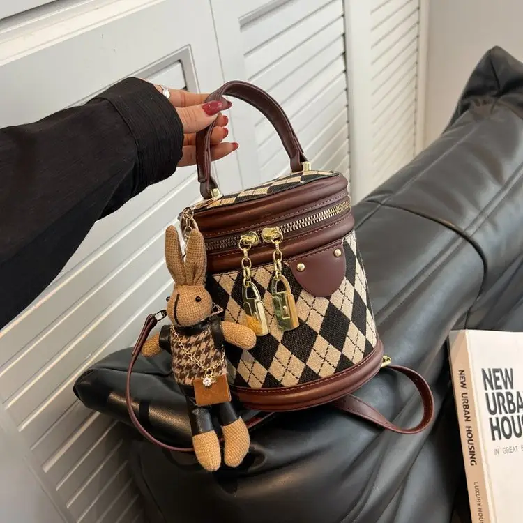 Retro Rhombus Bag for Girls Shoulder Crossbody - Image 6
