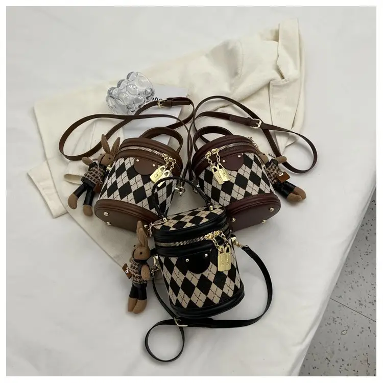 Retro Rhombus Bag for Girls Shoulder Crossbody — feature 12