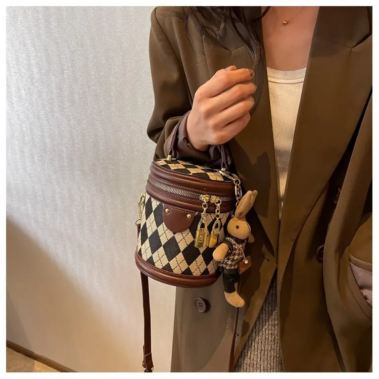 Retro Rhombus Bag for Girls Shoulder Crossbody — feature 13